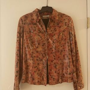 René Lezard snakeskin print leather jacket